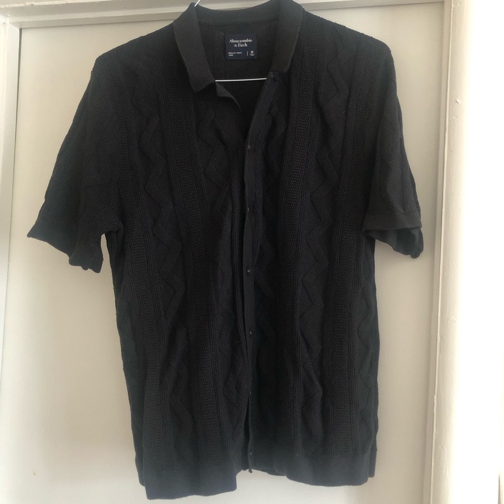 ❤️Abercrombie & Fitch Black Knit Short Sleeve Shirt Top Size M